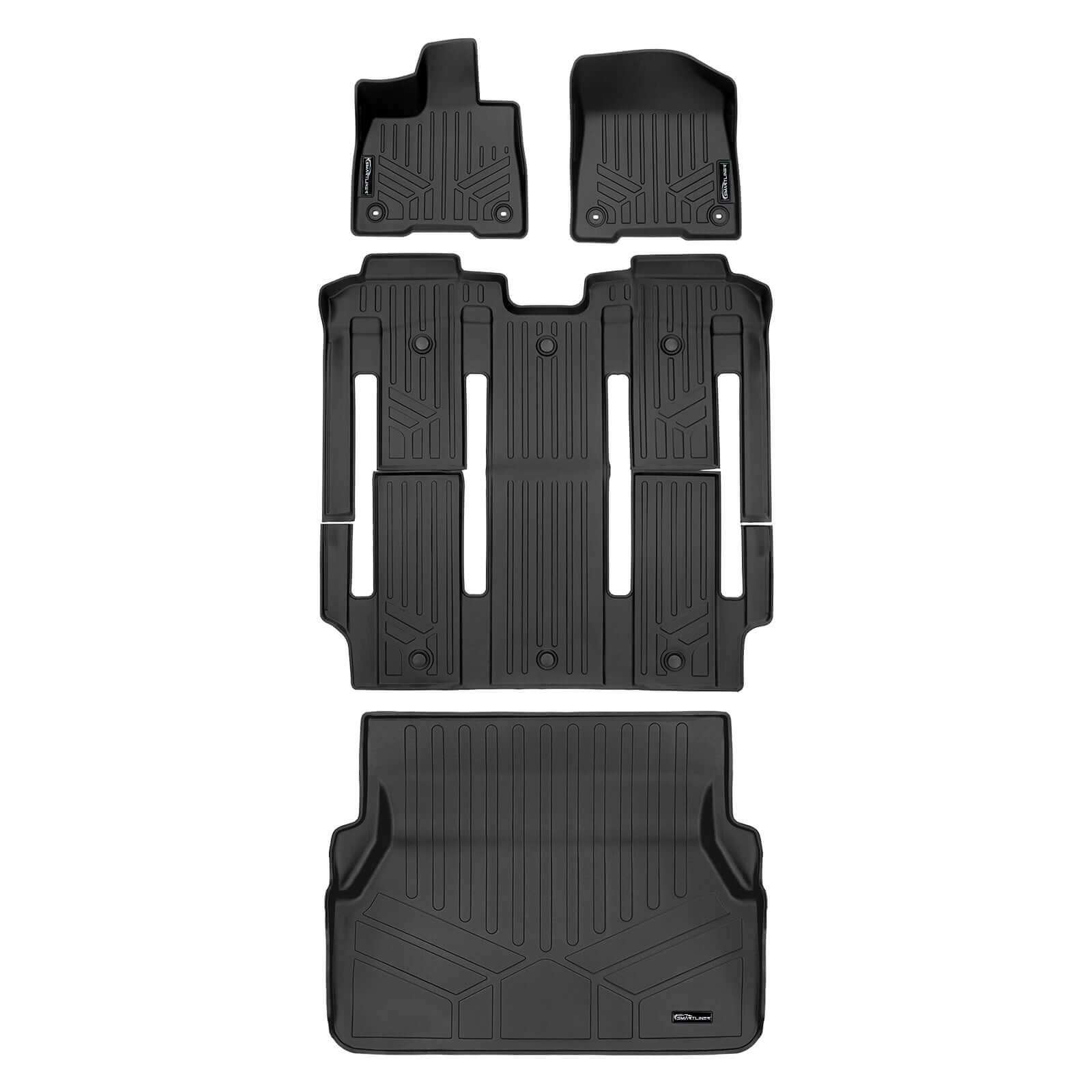 SMARTLINER Custom Fit Floor Liners For 2021-2025 Toyota Sienna with 2nd Row Bucket Seats and Spare Tire