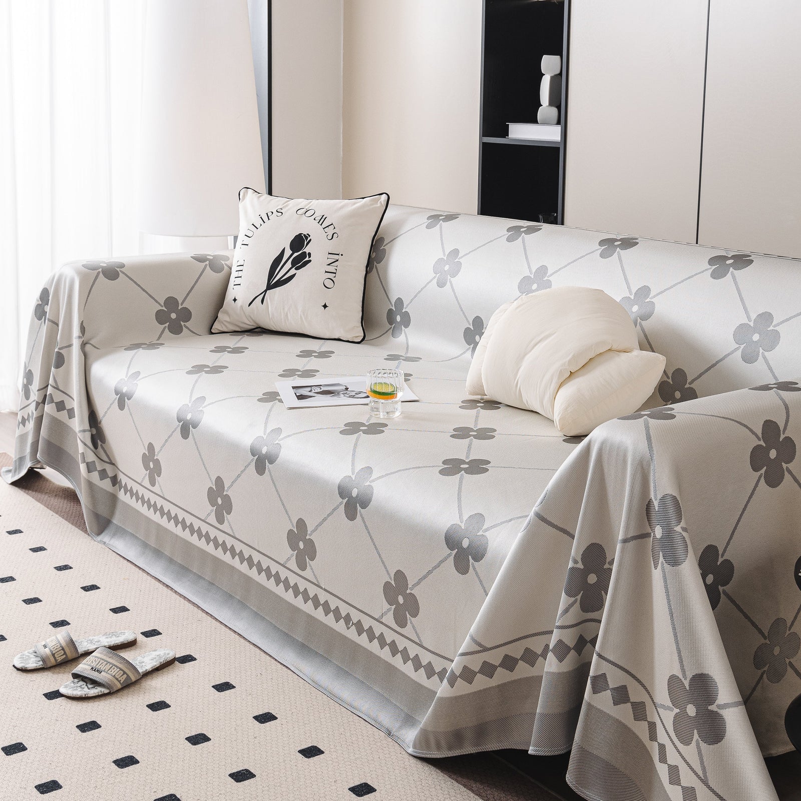 Cooling Four-Leaf Clover Hope Faith Love Luck Summer Comfy Ice Silk Furniture Throw Covers for Sofas