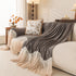 Luxury Sofa Throw Cover with Elegant Ruffled Skirt, Soft Decorative Couch Protector