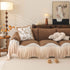 Luxury Sofa Throw Cover with Elegant Ruffled Skirt, Soft Decorative Couch Protector