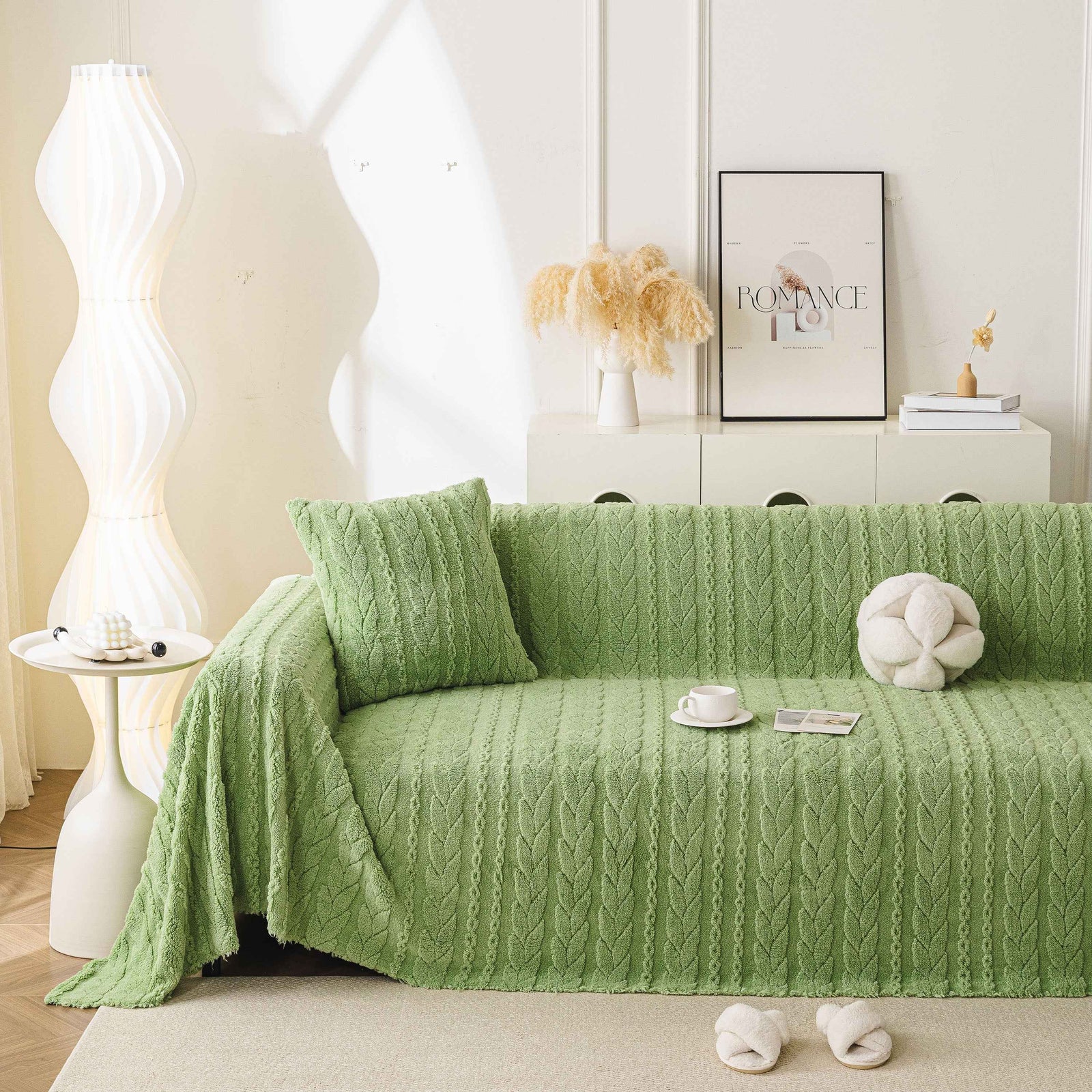 Thick Cozy 3D Cable Sofa Throw Cover, Plush Jacquard Warm Fleece Throw Blanket