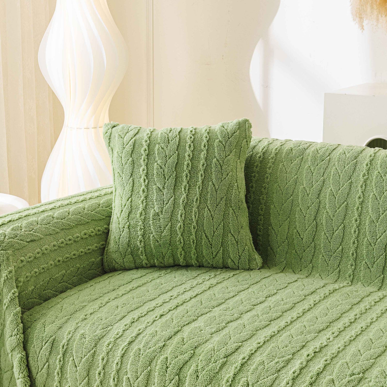Thick Cozy 3D Cable Sofa Throw Cover, Plush Jacquard Warm Fleece Throw Blanket
