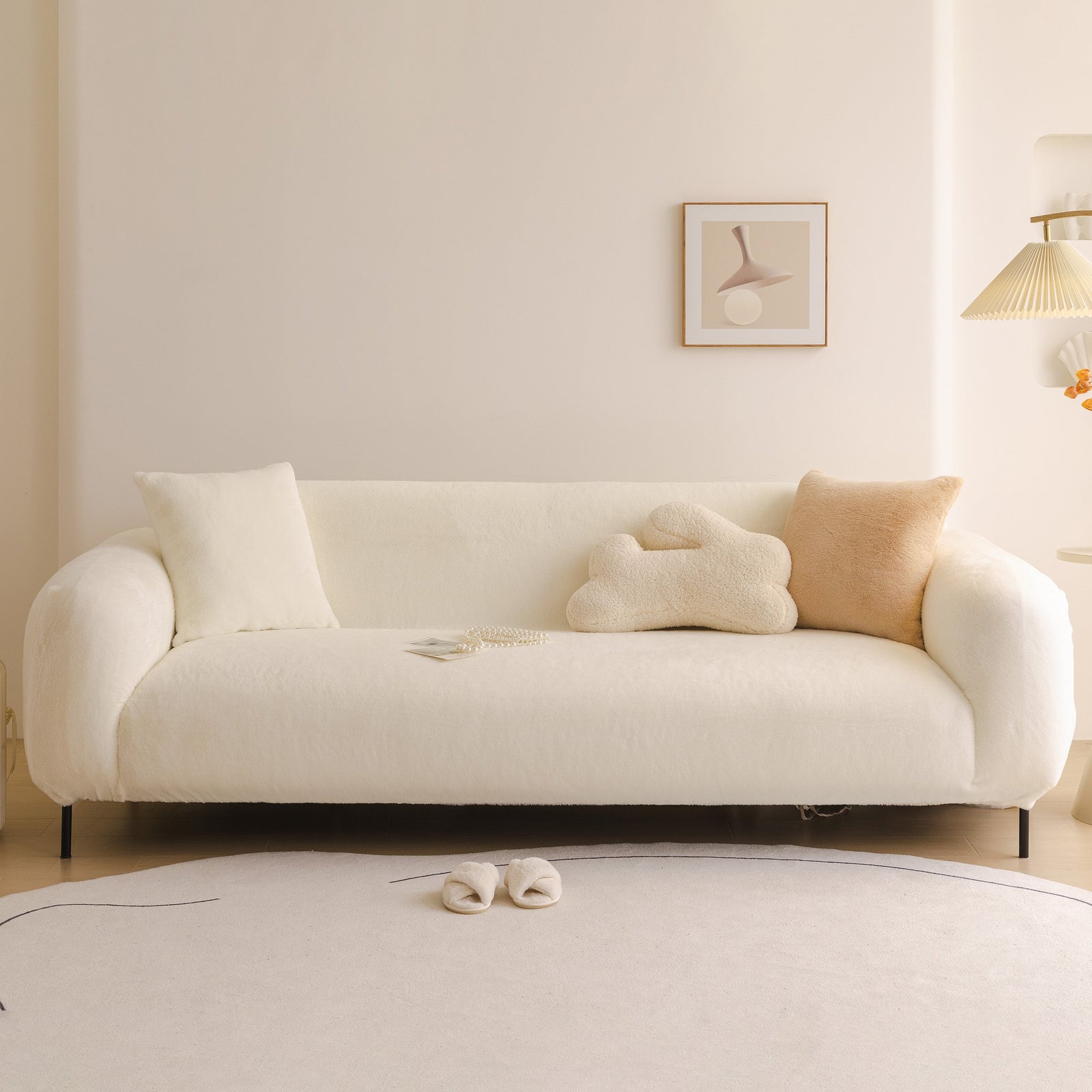 Soft Plush Warm Sofa Cover Stretchable Cozy Velvet Couch Protector for Fall & Winter