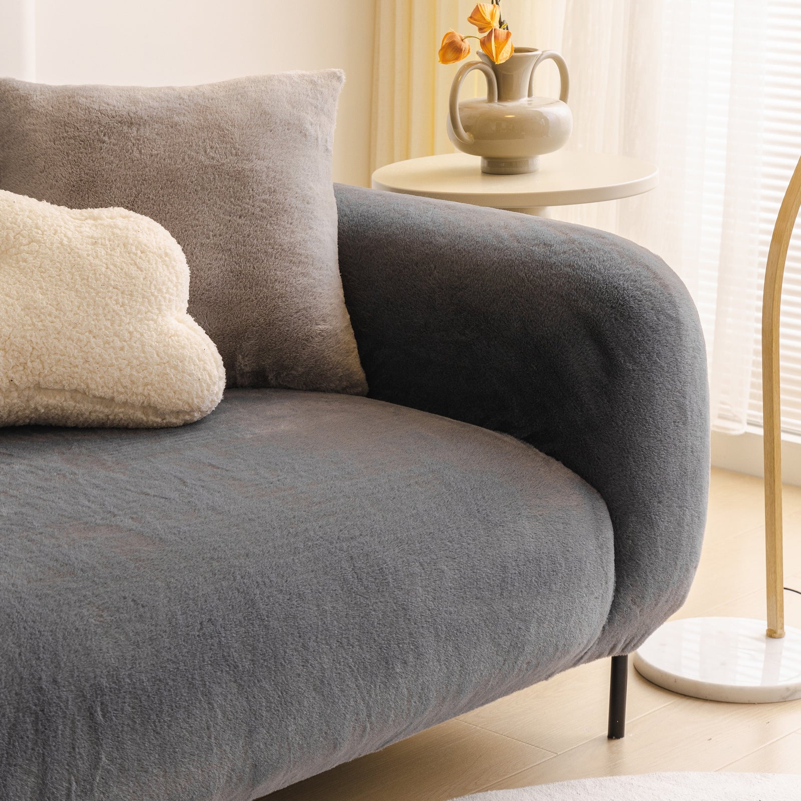 Soft Plush Warm Sofa Cover Stretchable Cozy Velvet Couch Protector for Fall & Winter