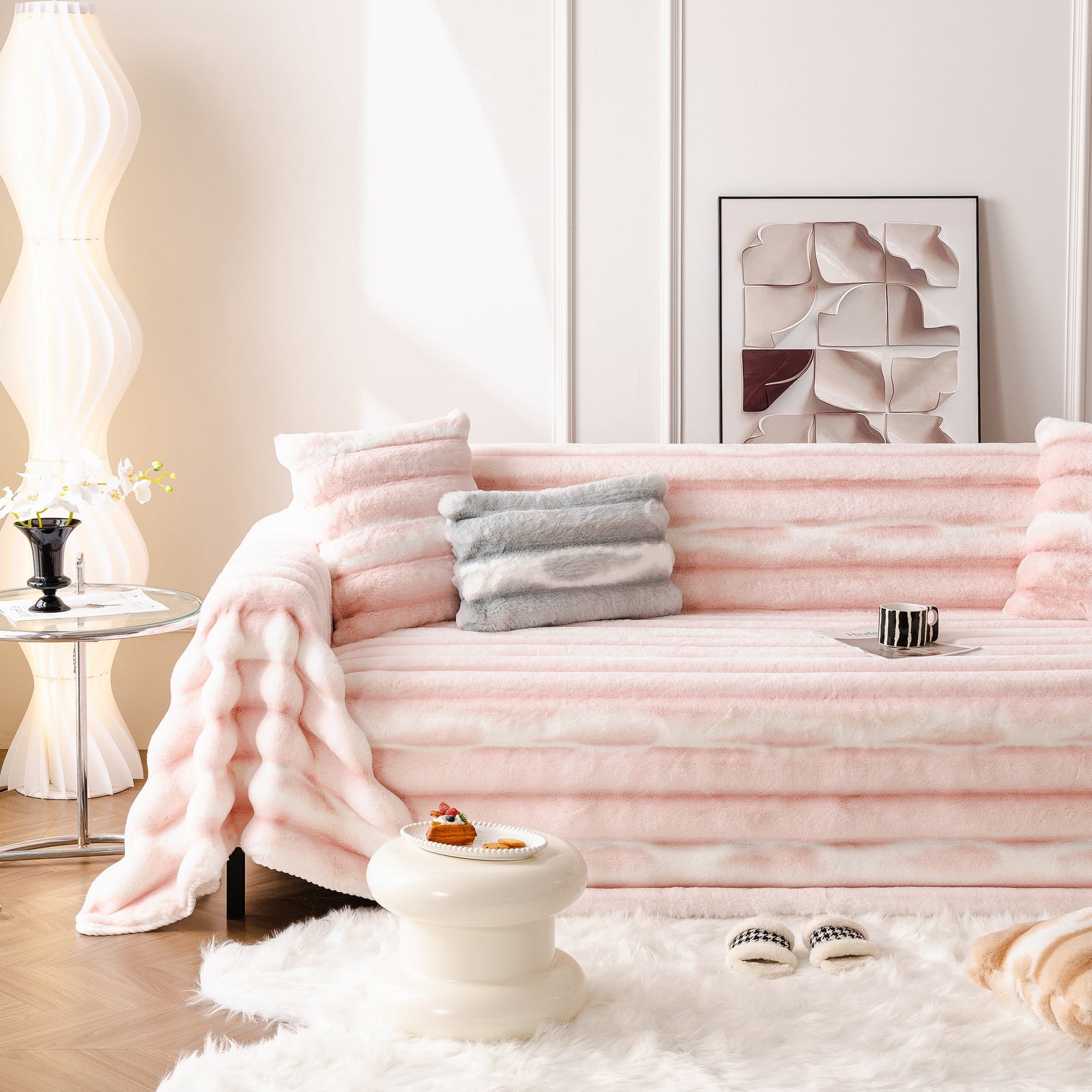 Ultra Soft Faux Fur Couch Cover – Large, Fluffy, and Elegant Sofa Throw Blanket