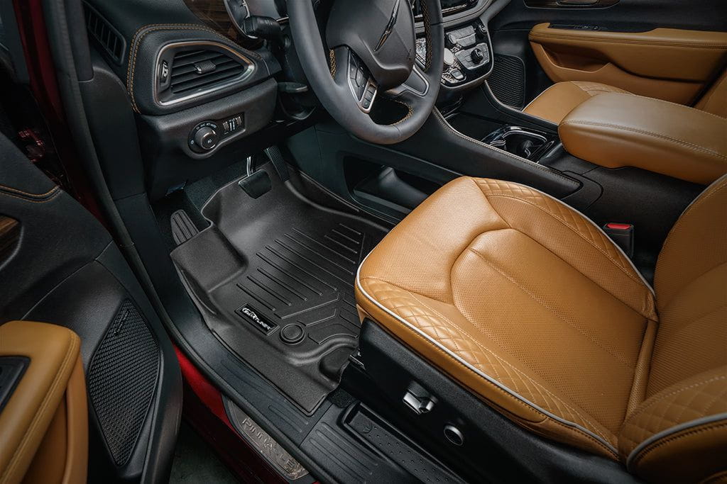 SMARTLINER Custom Fit Black 3 Row Liner Set & Cargo Liner Behind 3rd Row Compatible With 2021-2025 Chrysler Pacifica  (Fits Pinnacle)