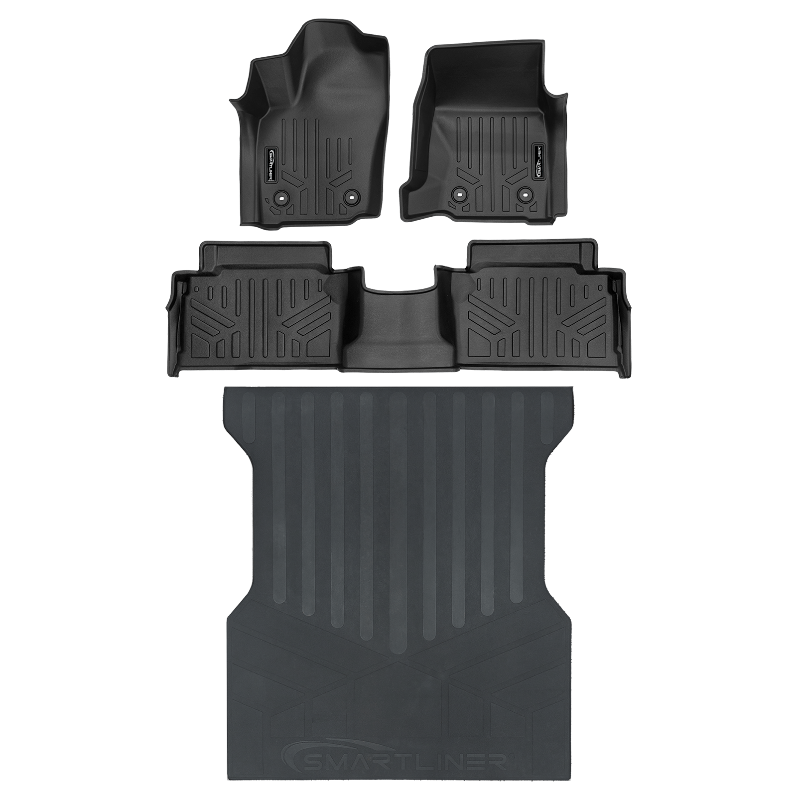 SMARTLINER All Weather Custom Fit Floor Liner Compatible With 2024-2025 Toyota Tacoma Double Cab (Only Fits with 2nd Row Under Seat Storage)