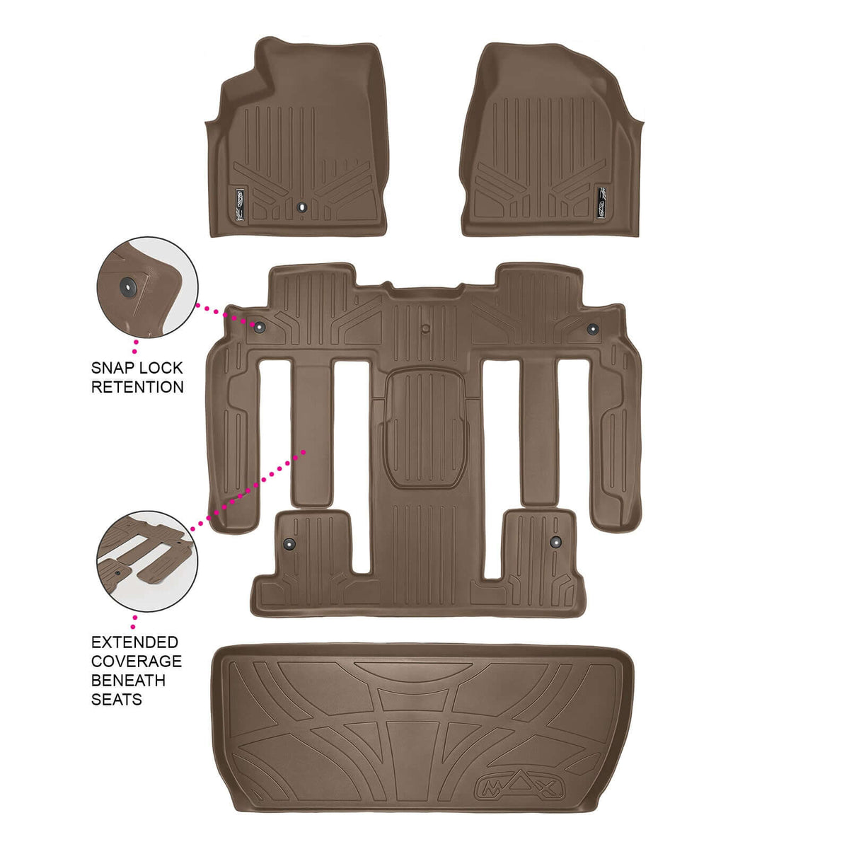 SMARTLINER Custom Fit Floor Liners For 2008 - 2017 Buick Enclave with 2nd Row Bucket Seats