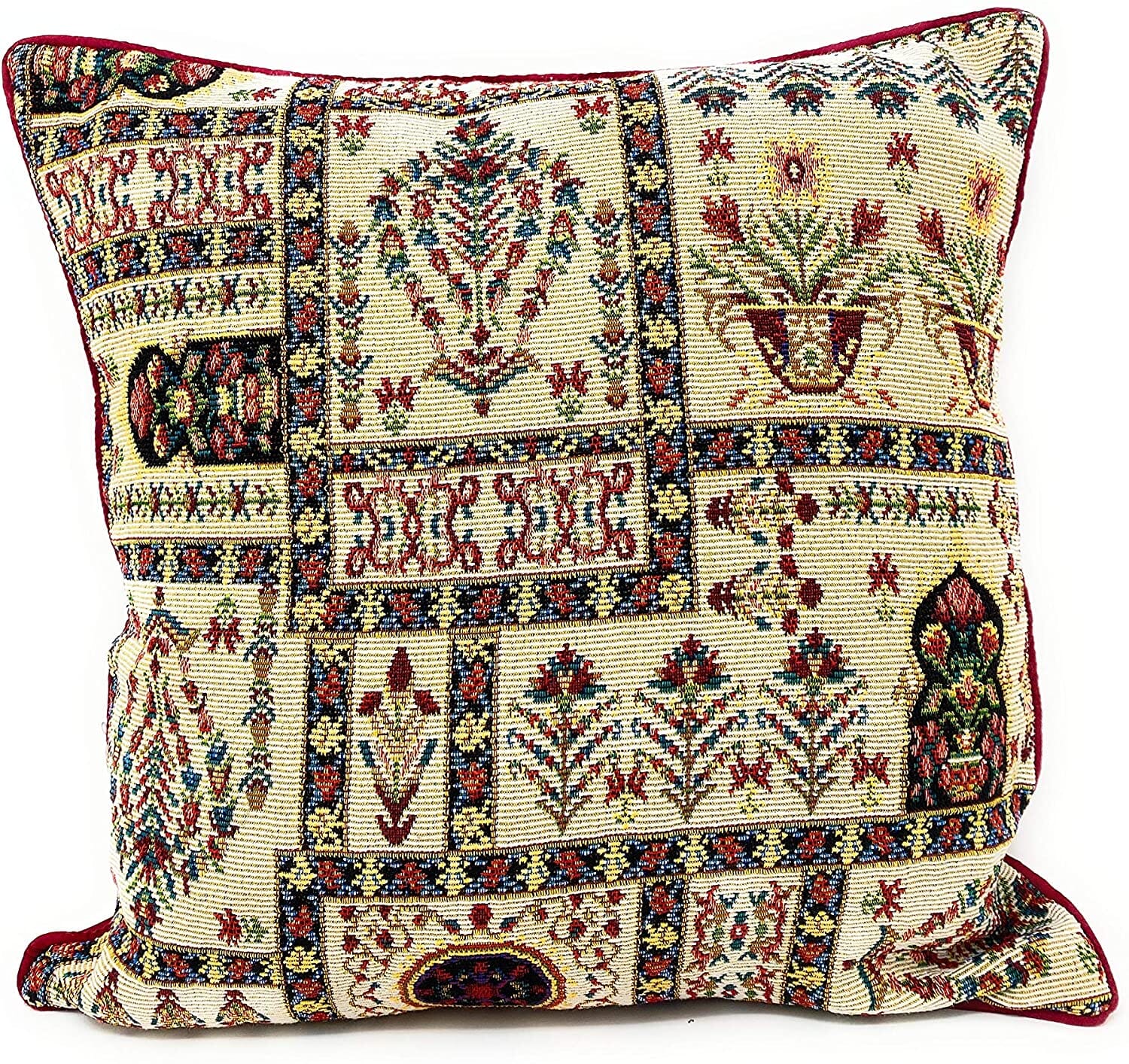 DaDalogy Bedding Light White Mughal Floral Botanical Cottage Fleur Tapestry Throw Pillow Covers 16