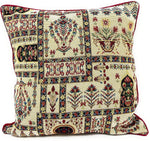 DaDalogy Bedding Light White Mughal Floral Botanical Cottage Fleur Tapestry Throw Pillow Covers 16" (18196)