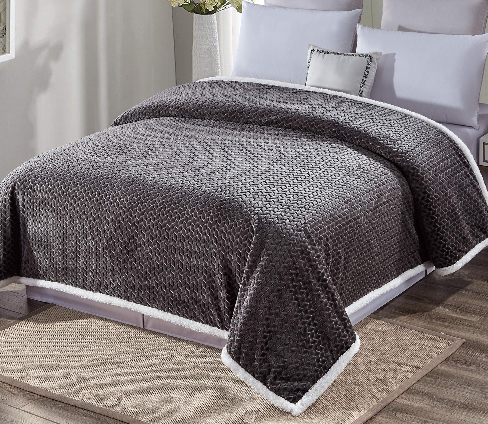 Decor & More Home Essentials Braided Sherpa Blanket