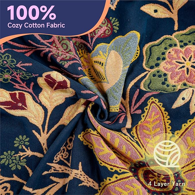 Boho Cotton Throw Blanket - Ultra-Soft Rustic Quilt for Bed, Home Decor & Travel - Large 90