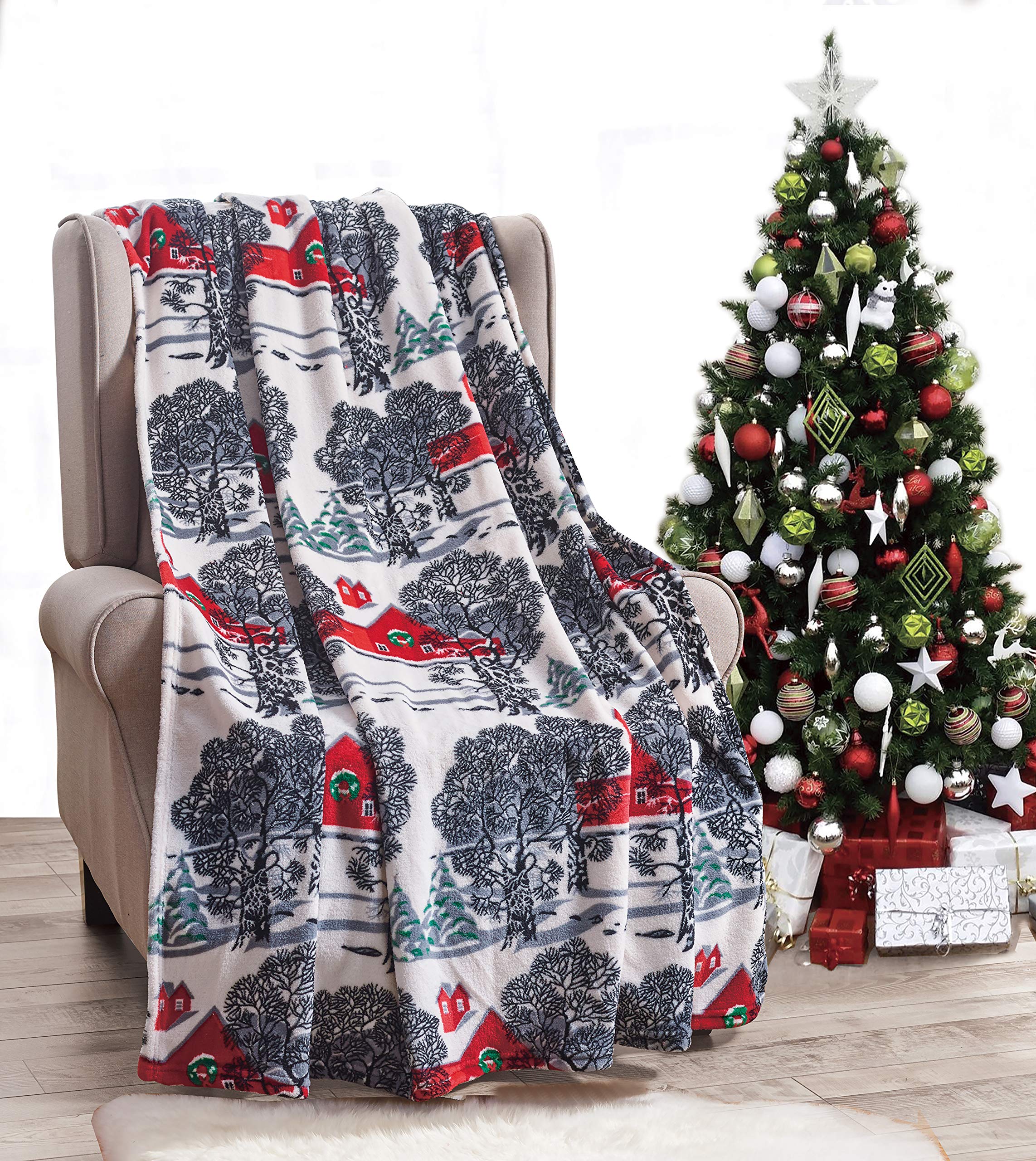 Decor & More Festive Holiday Microplush Throw Blanket (50" x 60") - Forest Friends