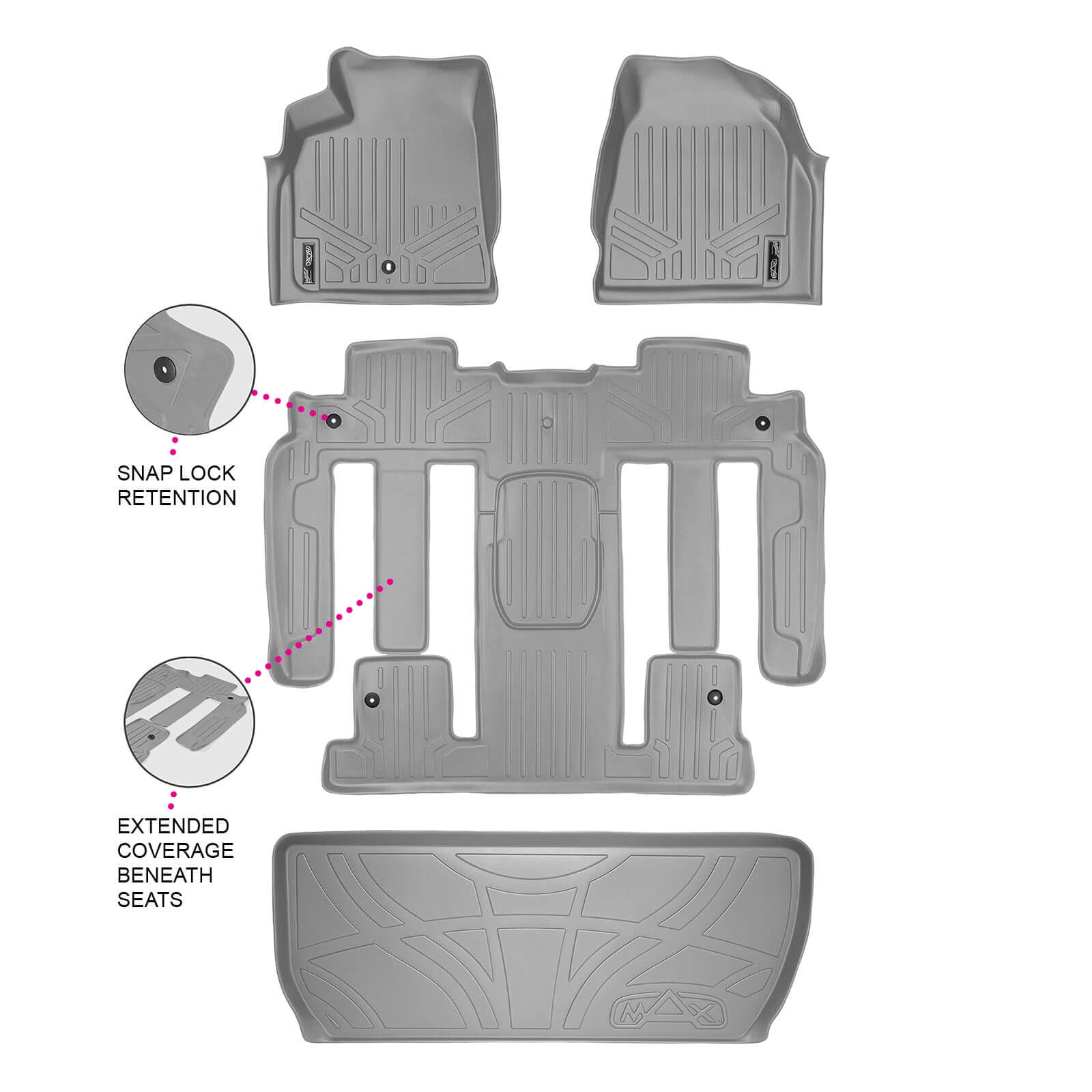 SMARTLINER Custom Fit Floor Liners For 2008 - 2017 Buick Enclave with 2nd Row Bucket Seats