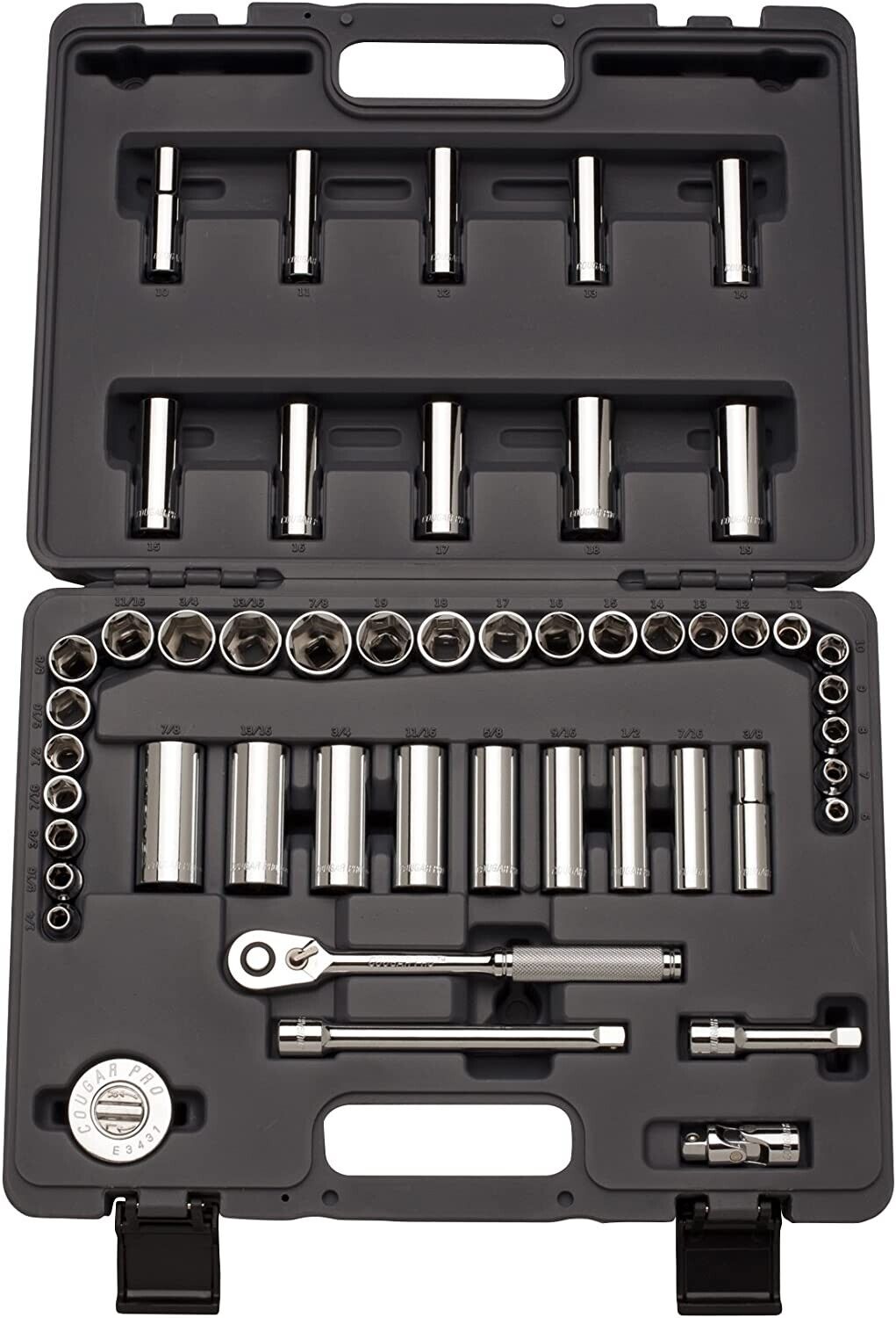 Cougar Pro Socket Wrench Box Set 46 Pieces 1/4