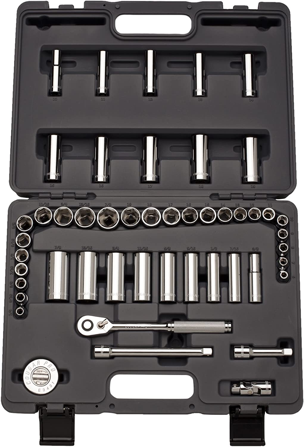 Cougar Pro Socket Wrench Box Set 49 Pieces 3/8