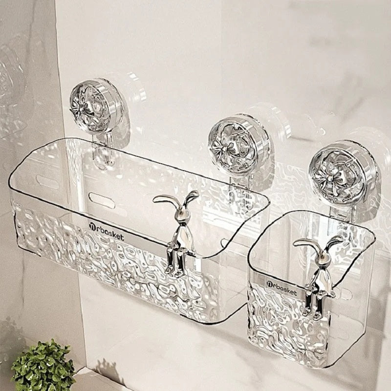 Light Luxury Style Glacier Pattern Suction Cup Shelf