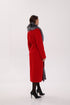 Genuine Silver Fox Virgin Wool Wrap Coat in Red