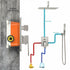 20'' or 24'' Ceiling-Mounted Chrome Rainfall Shower Faucet - Two-Way Functionality with Hand Shower & 3-Color LED System