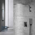 12inch 2 way Big arc Wall Mounted Matte Black Shower System with two function pressure balance Rough-in Valve Body and Trim