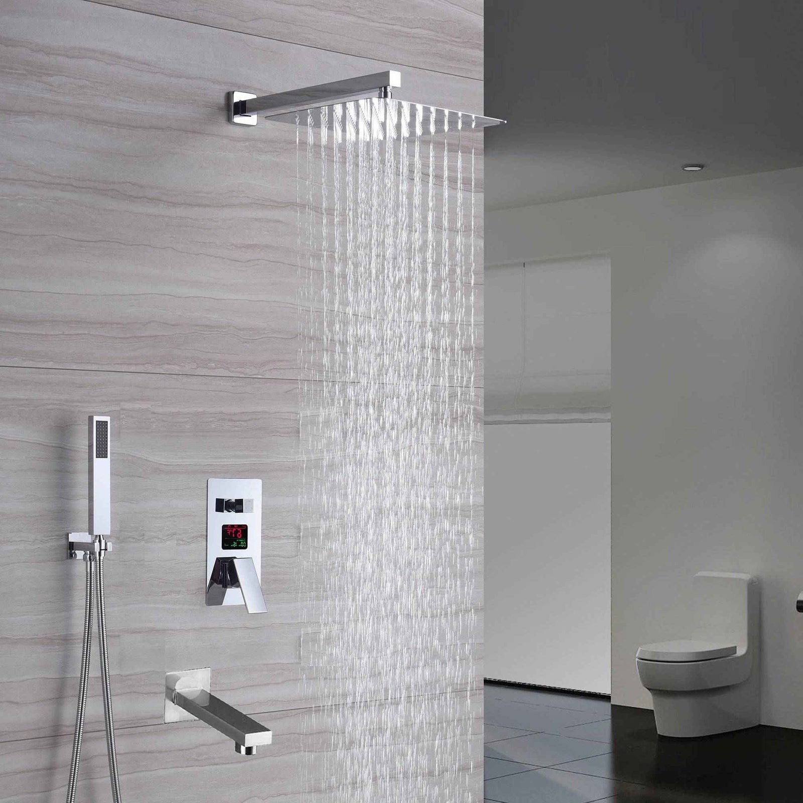 Chrome 3-Way Digital Shower System with 12