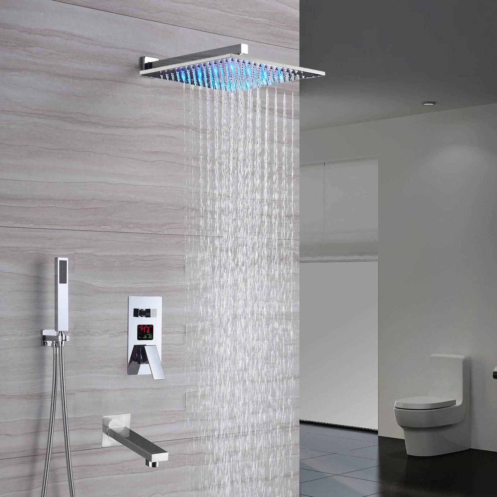 Chrome 3-Way Digital Shower System with 12