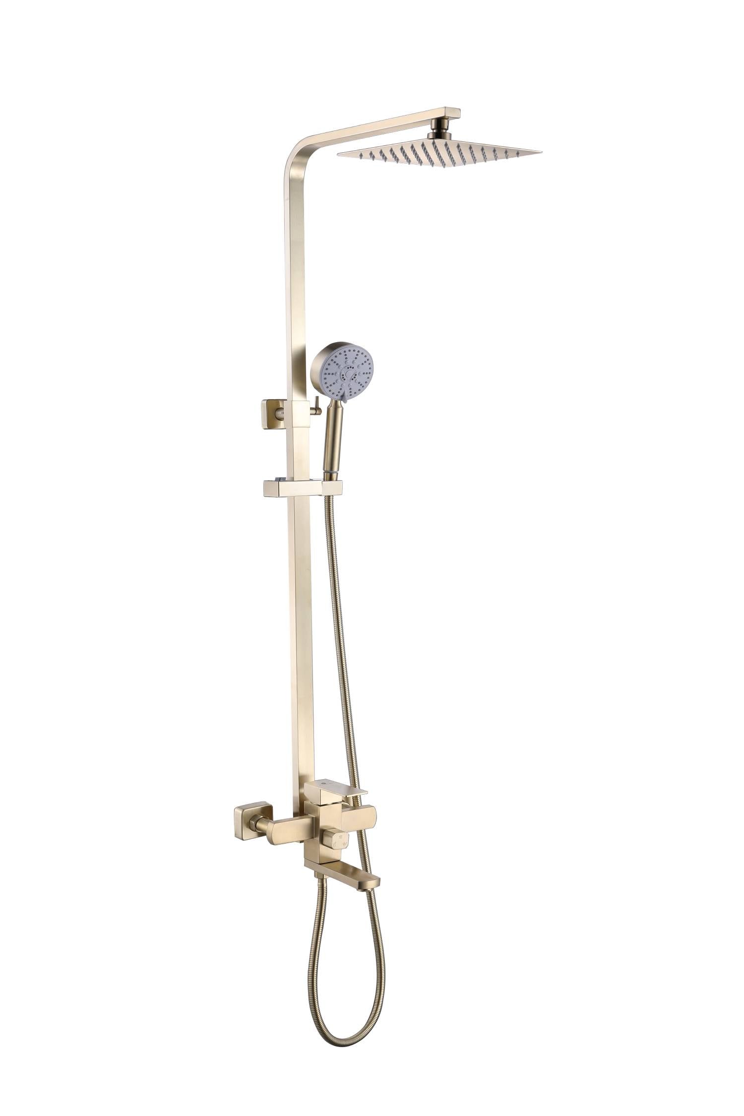 Luxury Brushed Gold 3-Function Exposed Shower Set with Handheld Shower and Tub Spout