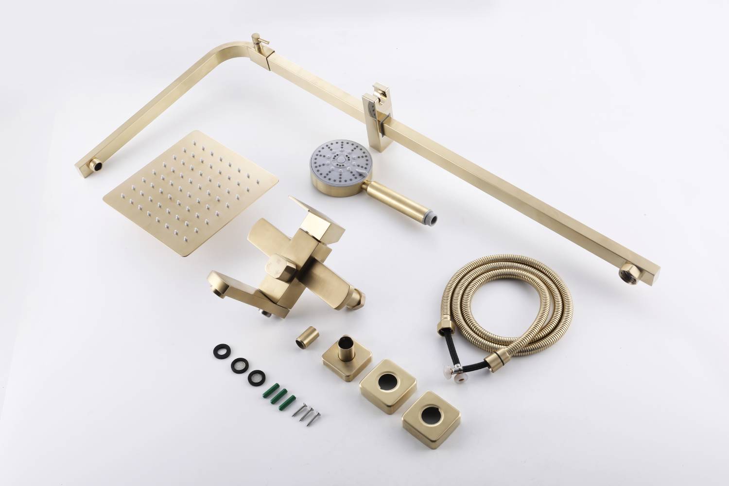 Luxury Brushed Gold 3-Function Exposed Shower Set with Handheld Shower and Tub Spout