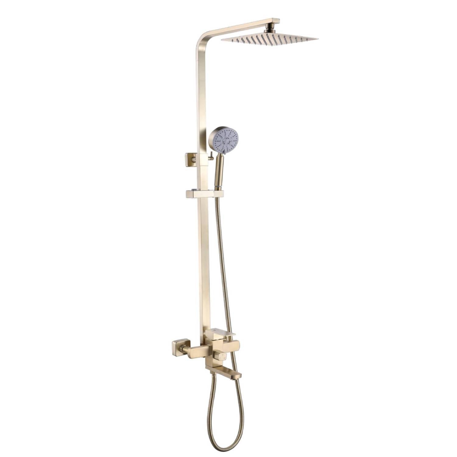 Luxury Brushed Gold 3-Function Exposed Shower Set with Handheld Shower and Tub Spout
