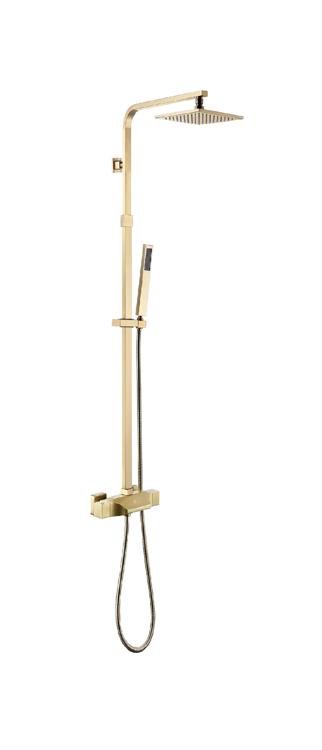 Luxurious Brushed Gold Or Matte black Wall-Mounted Thermostatic Rain Exposed Shower Set with Tub Spout