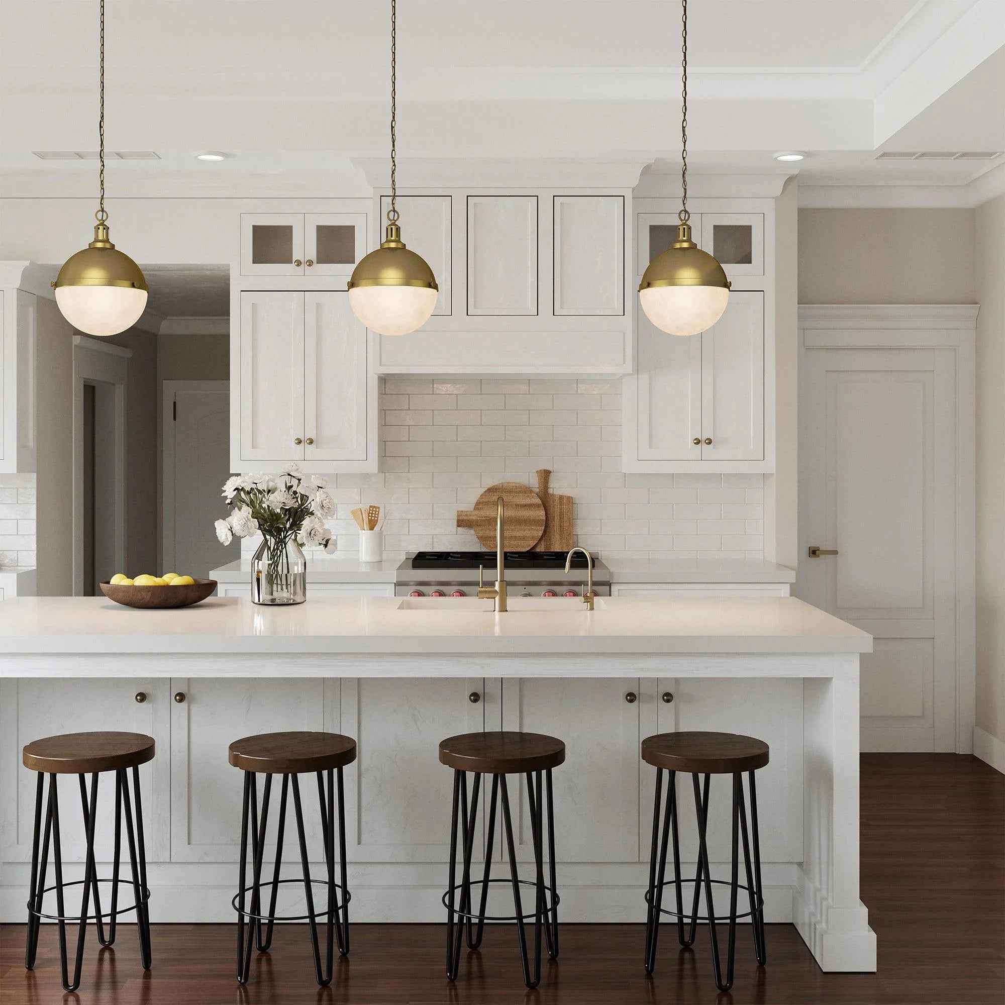 Aaron 12" 2-Light Gold Dimmable Island Pendant Light