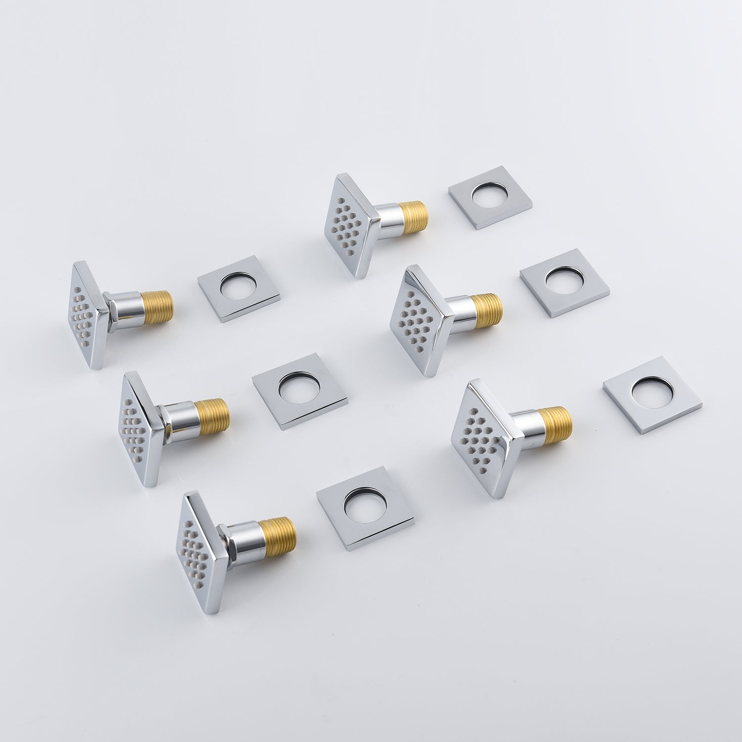 Chrome 12inch LED light Wall mount 3 way thermostatic shower faucet with 6 body jets and sliding bar