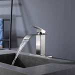 Brushed nickel or matte black or brushed gold waterfall Bathroom Faucet brass with plate and brass pop up drain