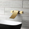 Brushed Gold Wall Mount Waterfall Bathroom Sink Faucet with Overflow Brass Pop-Up Drain