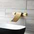 Brushed Gold Wall Mount Waterfall Bathroom Sink Faucet with Overflow Brass Pop-Up Drain