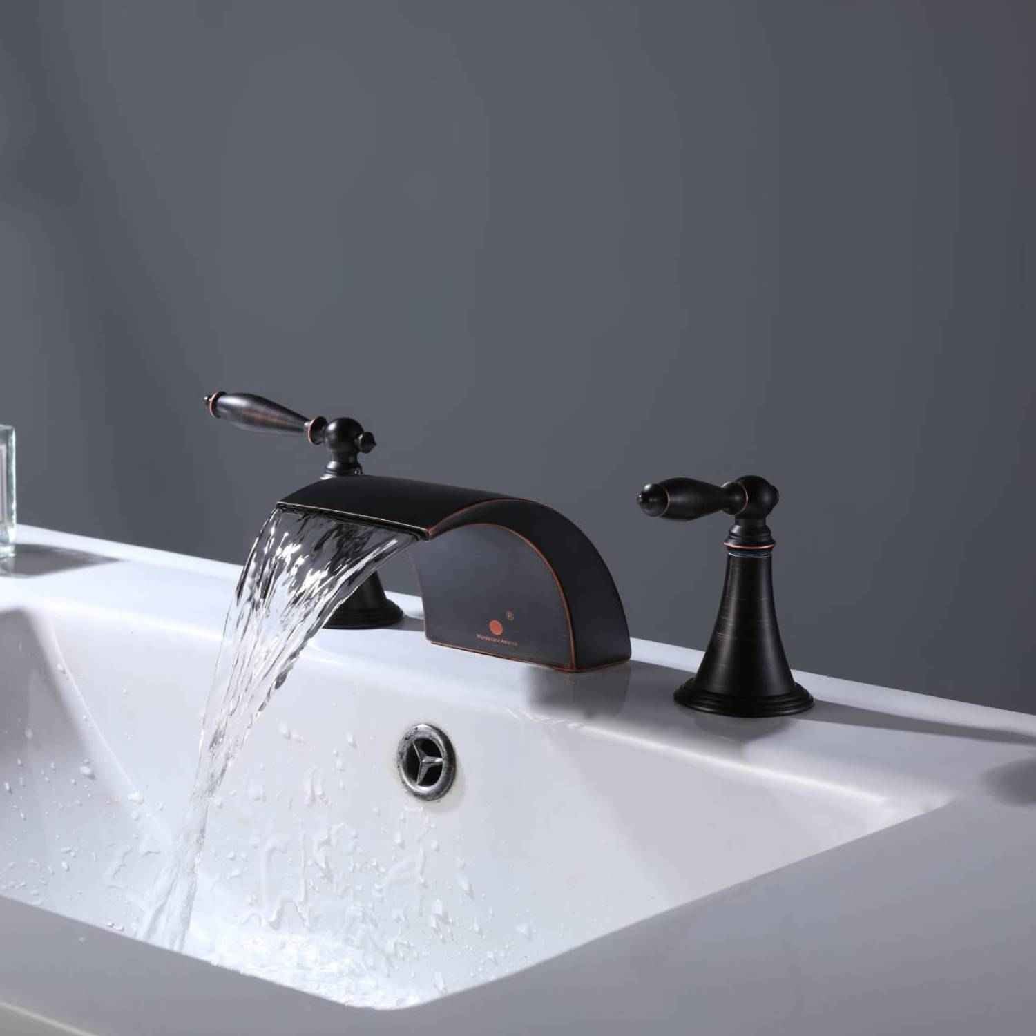 Oil Rubbed Bronze or Brushed Gold or Matte Black Waterfall Bathroom Sink Faucet with Pop-Up Drain