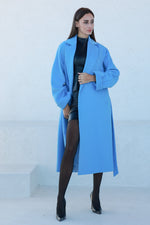 Classic Brushed Cashmere Wool Blend Overcoat in Azure