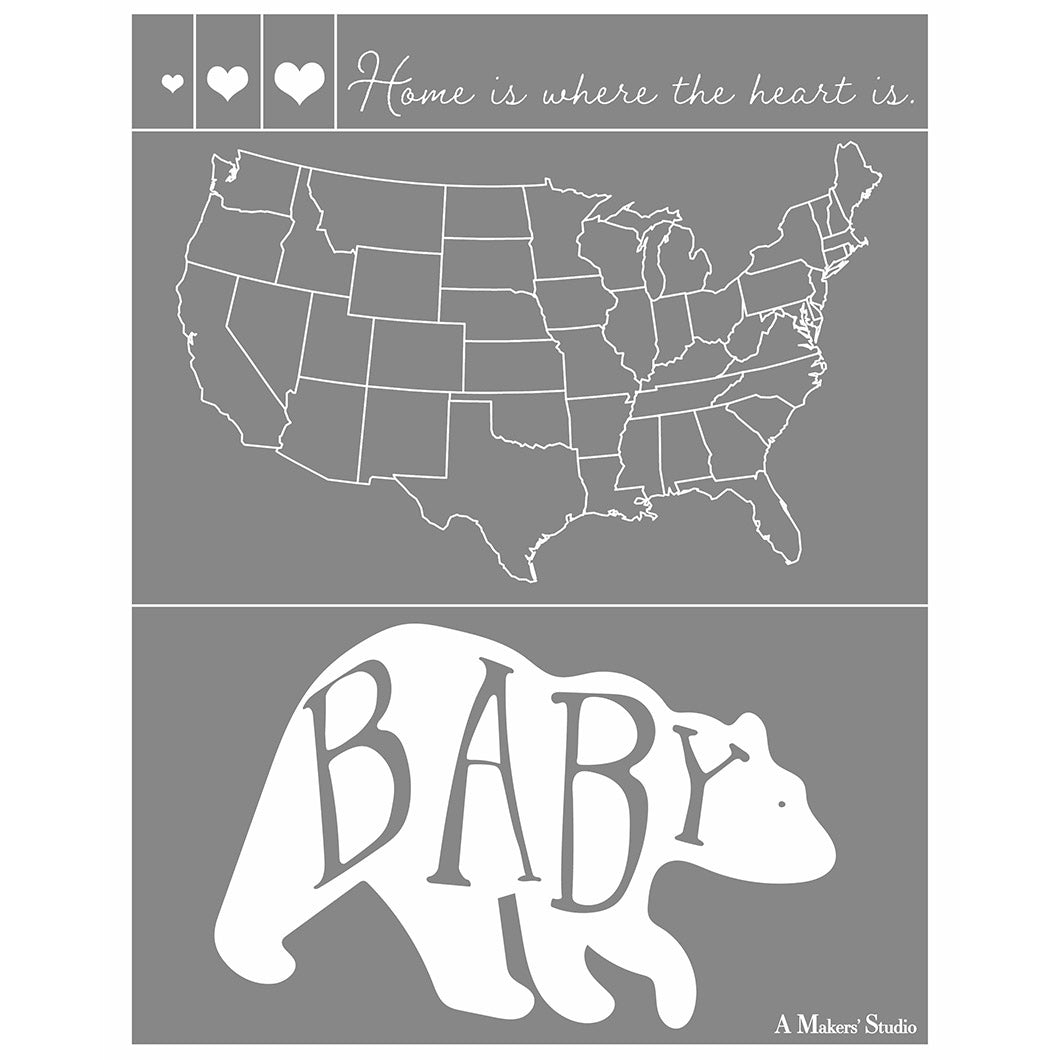 US Map - Mesh Stencil 8.5 x 11