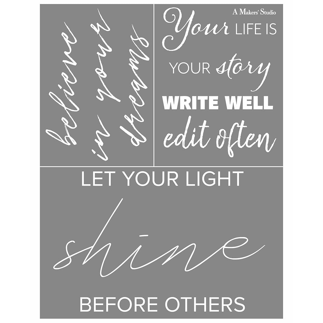 Believe Quotes - Mesh Stencil 8.5 x 11