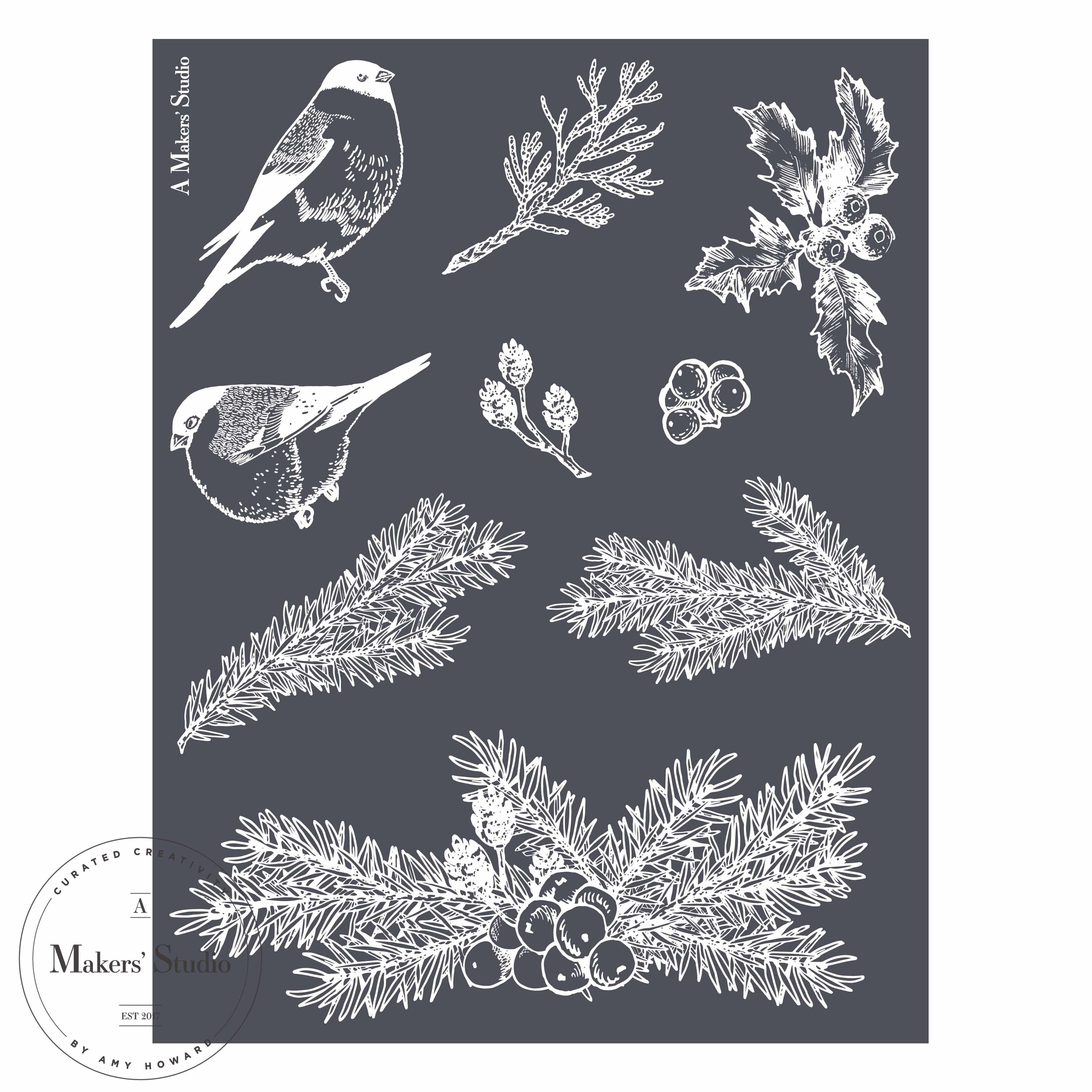 Winter Finch - Mesh Stencil 8.5x11