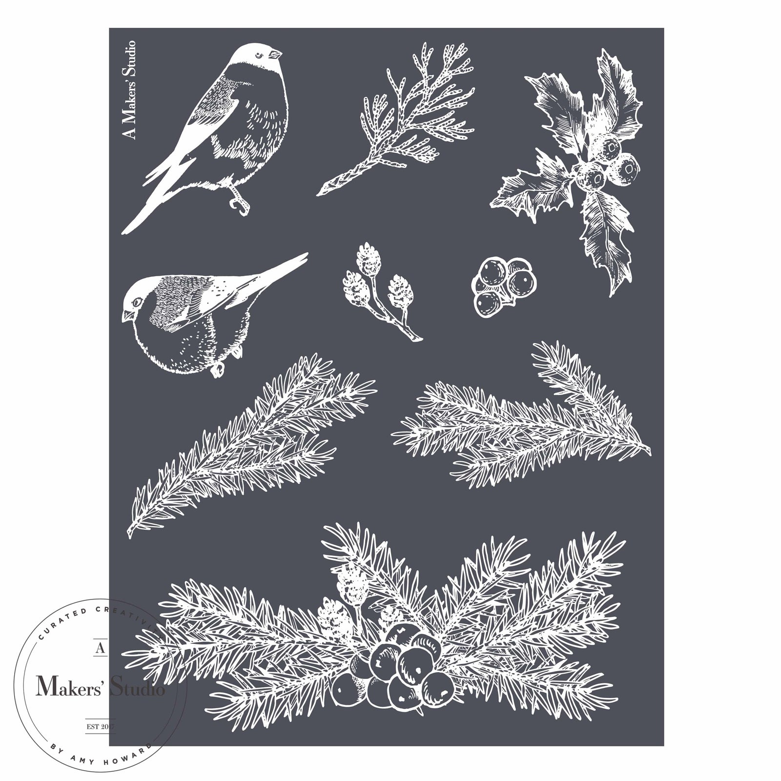 Winter Finch - Mesh Stencil 8.5x11