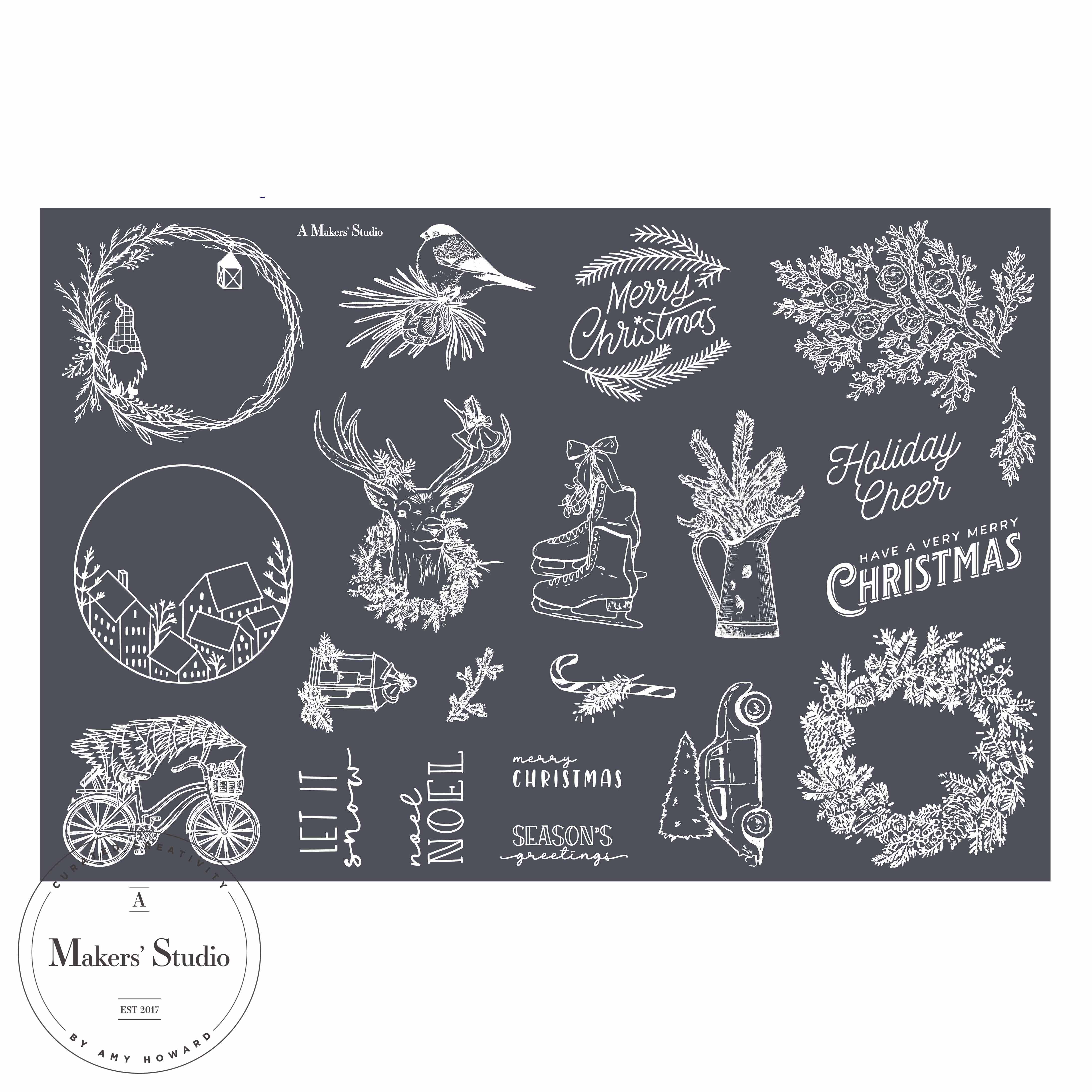 Season's Greetings - Mesh Stencil 12x18