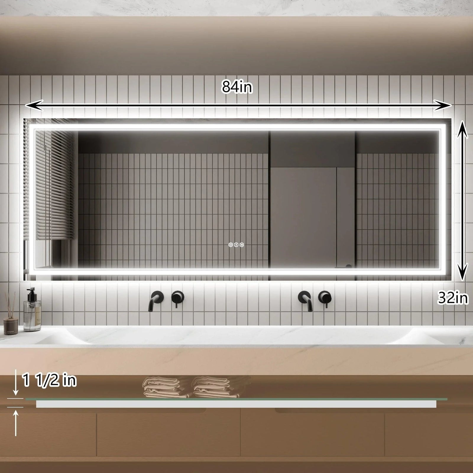 GlareGuard Anti-Fog Bathroom Dimmable Led Mirror Backlit Illuminated Mirror Touch Switch
