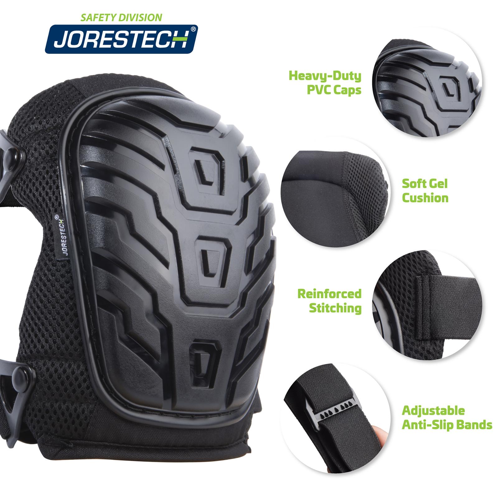Anti-Skid Gel Filled Knee Pads with Adjustable Dual Straps