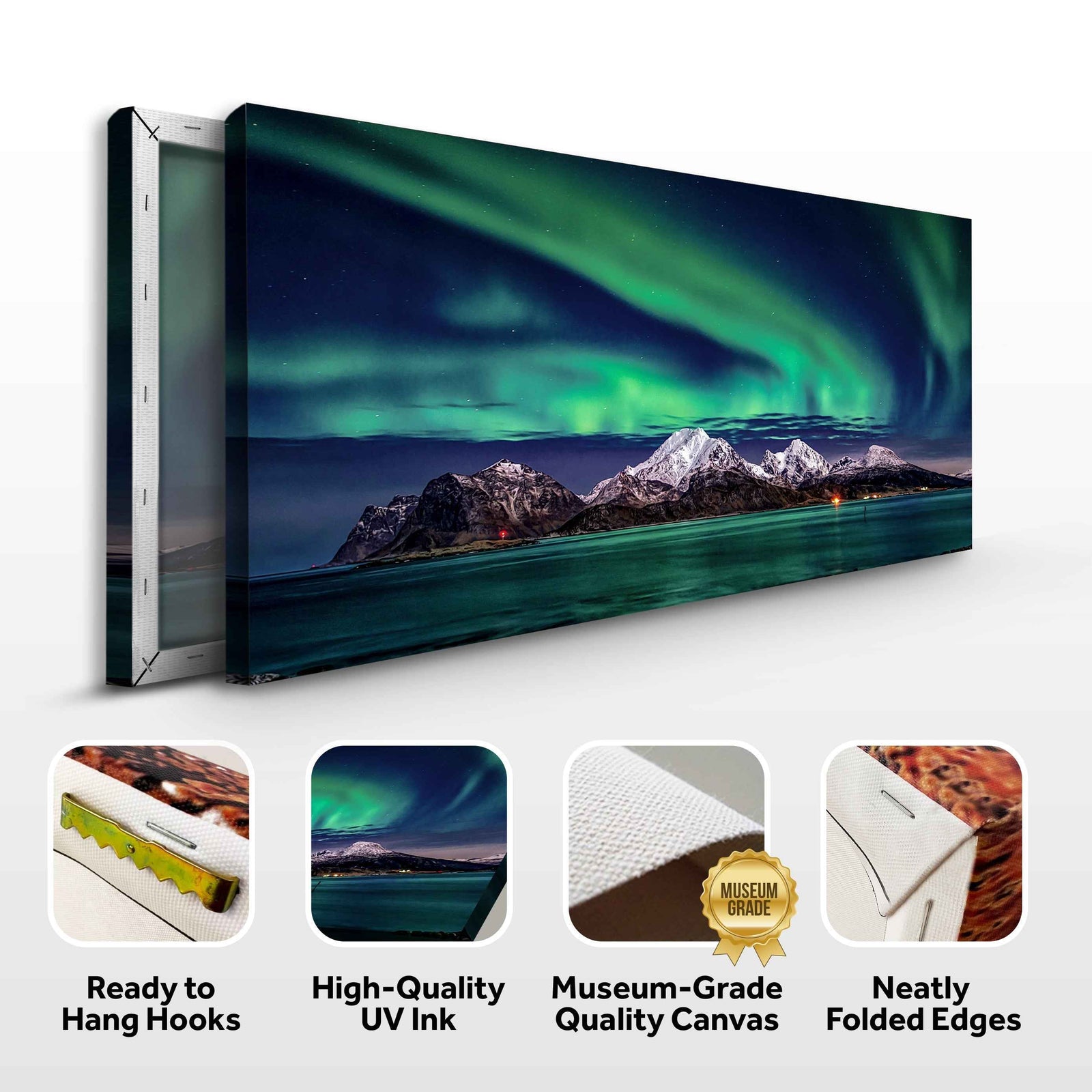 Lake And Northern Lights Canvas Wall Art