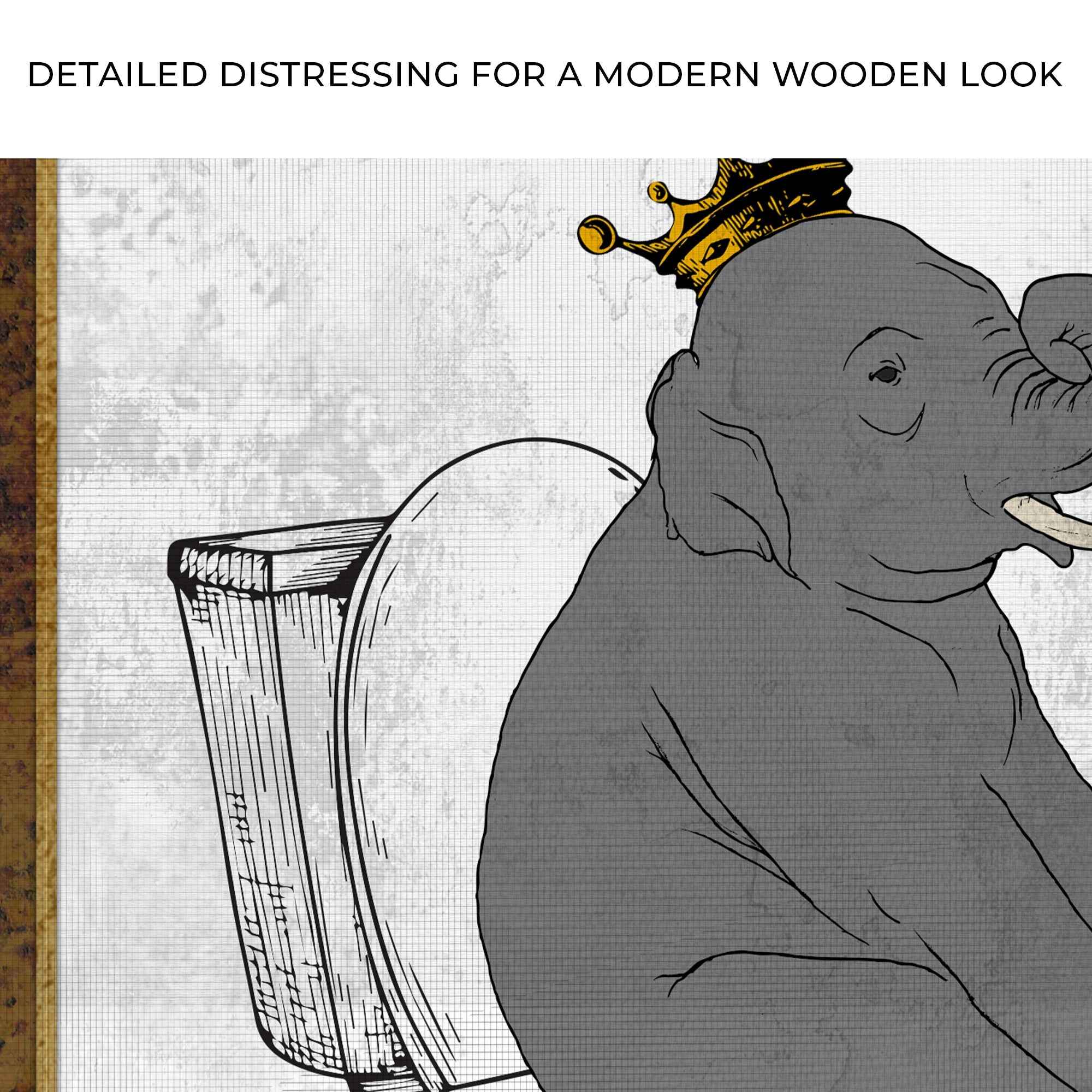 King Elephant On Toilet Canvas Wall Art
