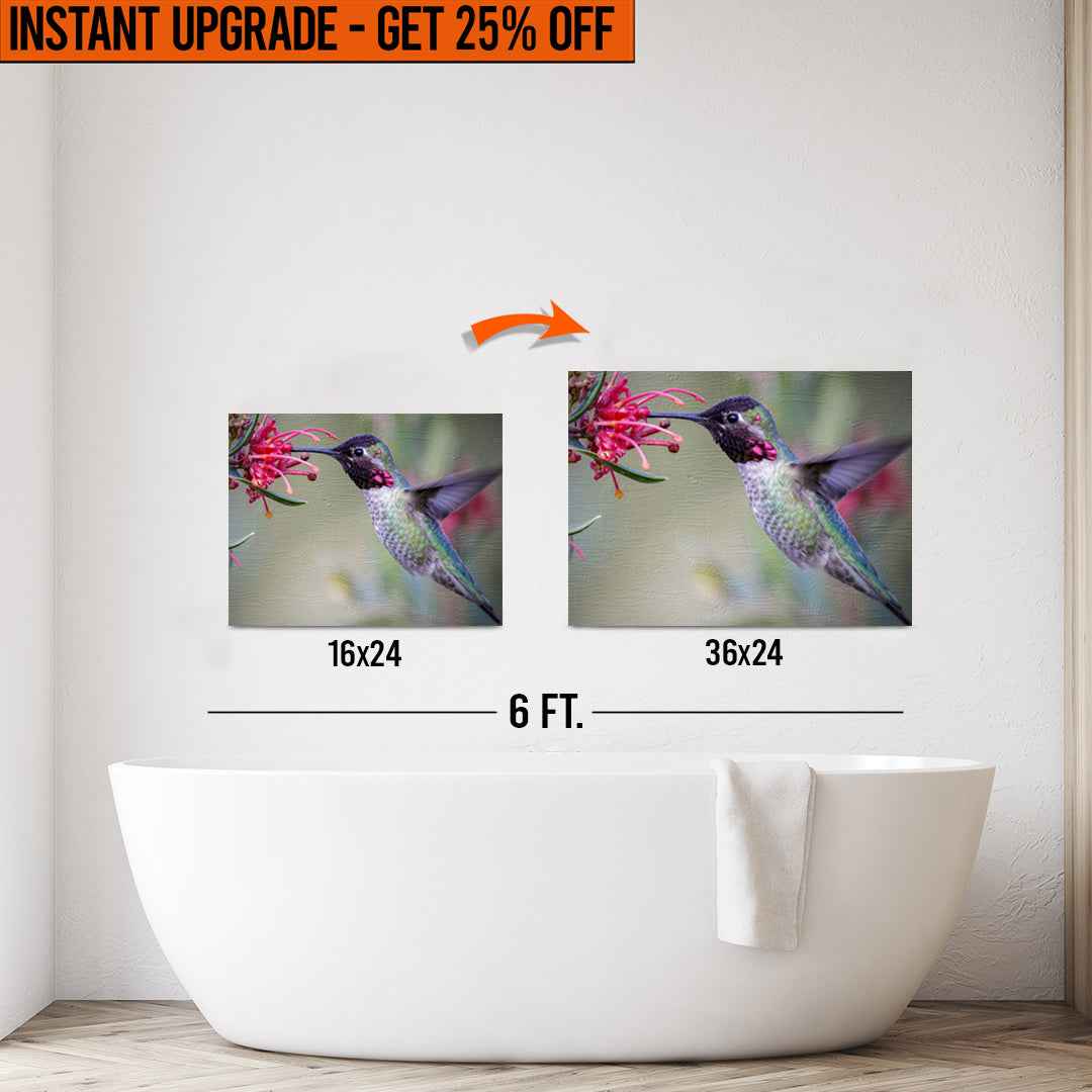 Upgrade Your 24x16 Inches 'Hummingbird Spring' Canvas To 36x24 Inches