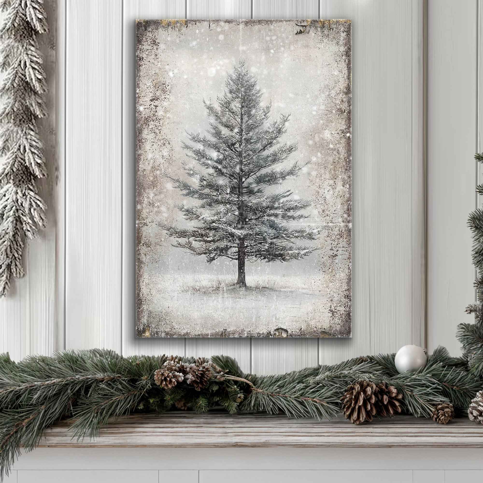 Vintage Christmas Tree Wall Art VIII