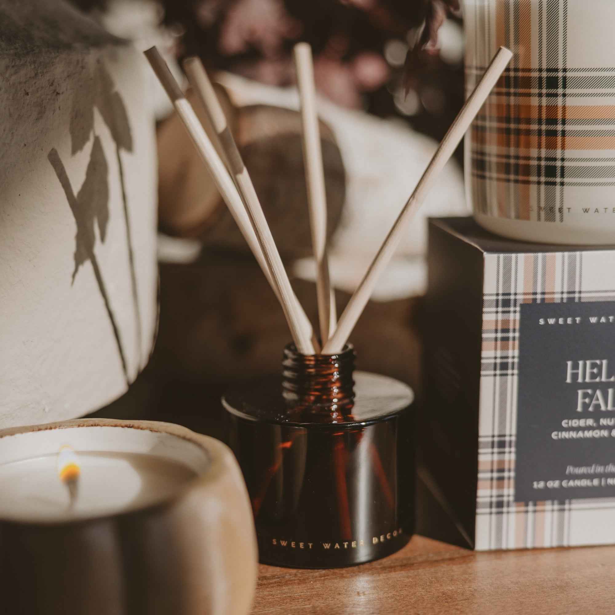 Warm and Cozy Amber Tinted Glass Jar Reed Diffuser