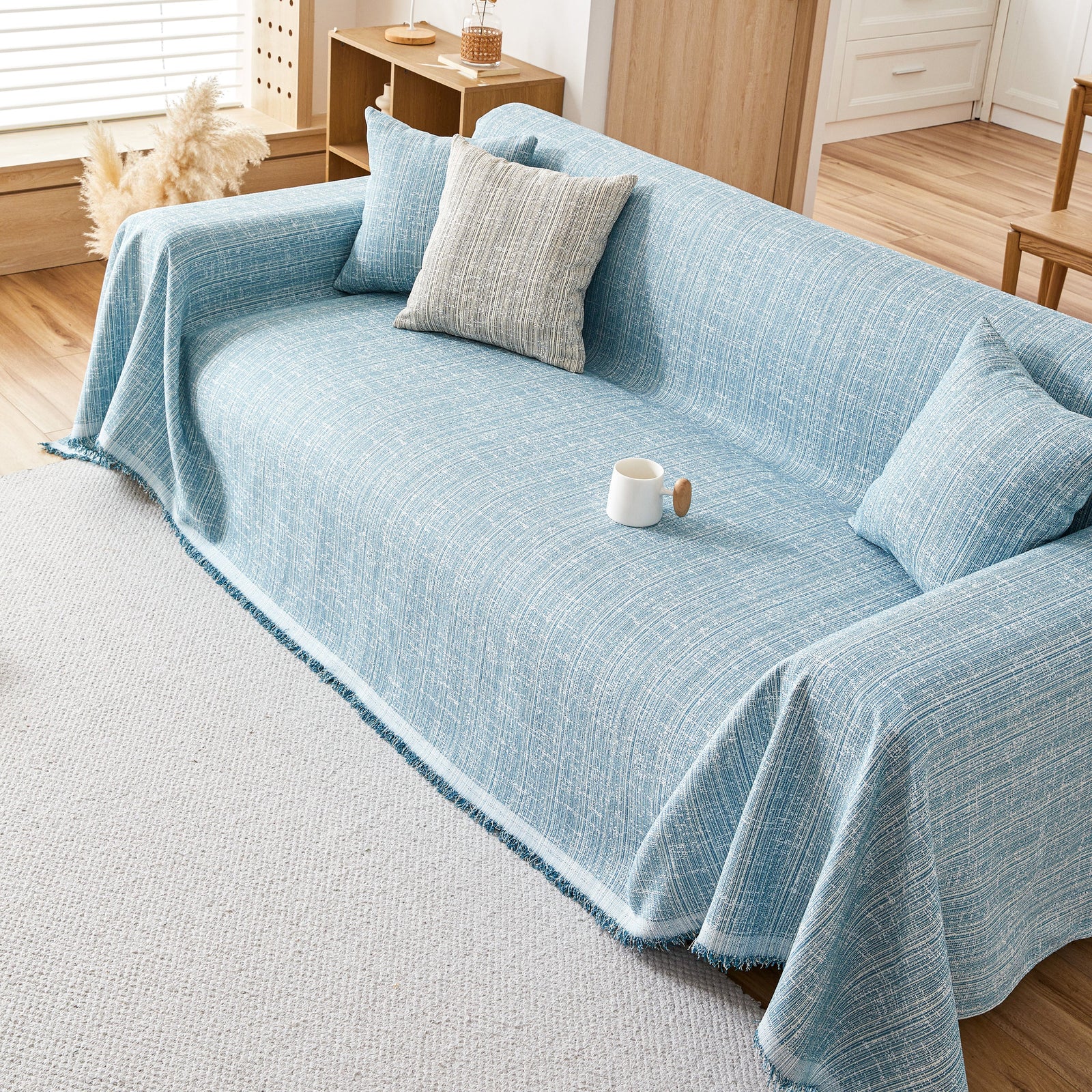 Couch Cover Blanket Couch Covers for Most Shape Sofas Washable Durable Sofa Throw Cover with Tassels